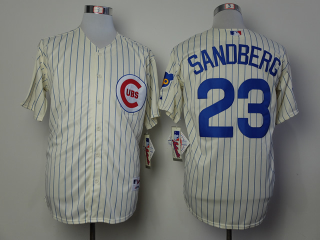 Men Chicago Cubs #23 Sandberg Cream Throwback 1969 MLB Jerseys